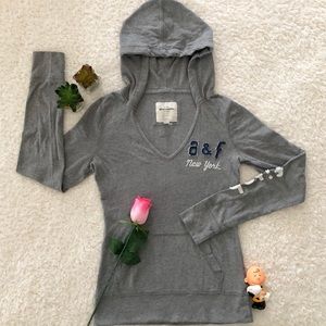 Abercrombie Gray Shirt Top with Hood Girls XL